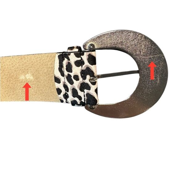 WHBM Leopard Print 2” Wide Width Leather & Calf Hair Statement Belt Size Medium - Picture 11 of 11